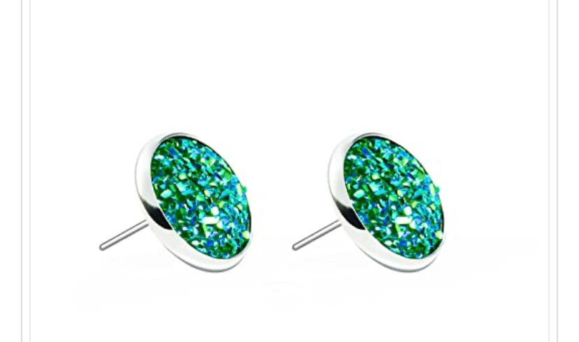 Green Stone Silver Earrings