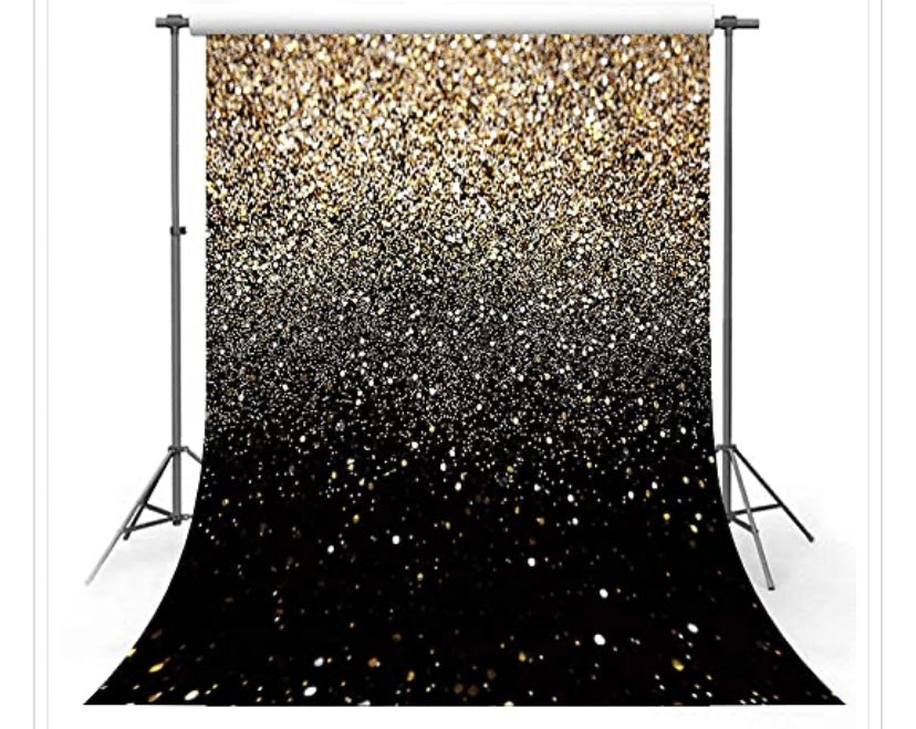 Black & Gold Backdrop Curtain (stand not included)