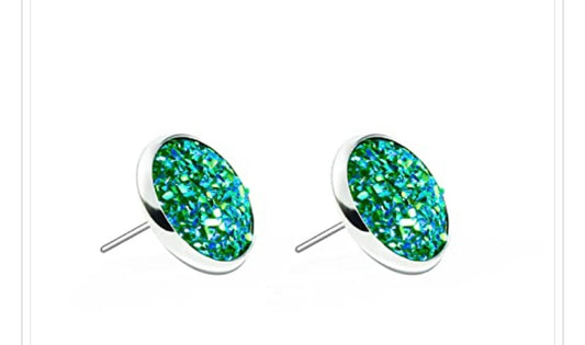 Green Stone Silver Earrings