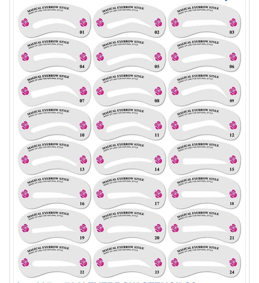 24 pack of Various Style Eyebrow Stencils