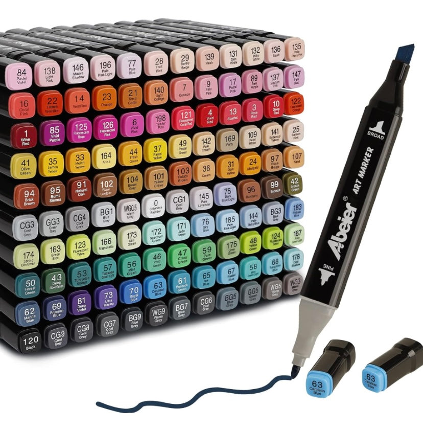 Mosrac 120 pieces Alcohol Based Markers Set Professional Dual Tip Brush