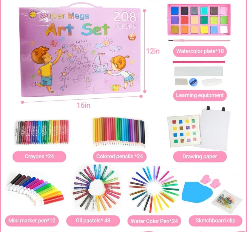 Kids Super Mega 208 piece Art Set